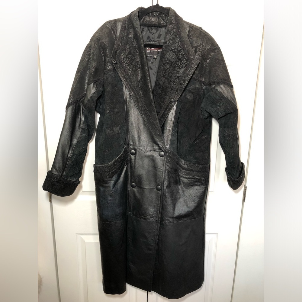 Wilson’s Leather Black Paisley Oversized Long Coat Size S